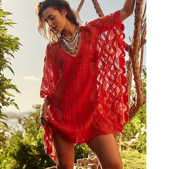 new FREE PEOPLE X SUNSHINE CROCHET kaftan cover up one size - Picture 4 of 4
